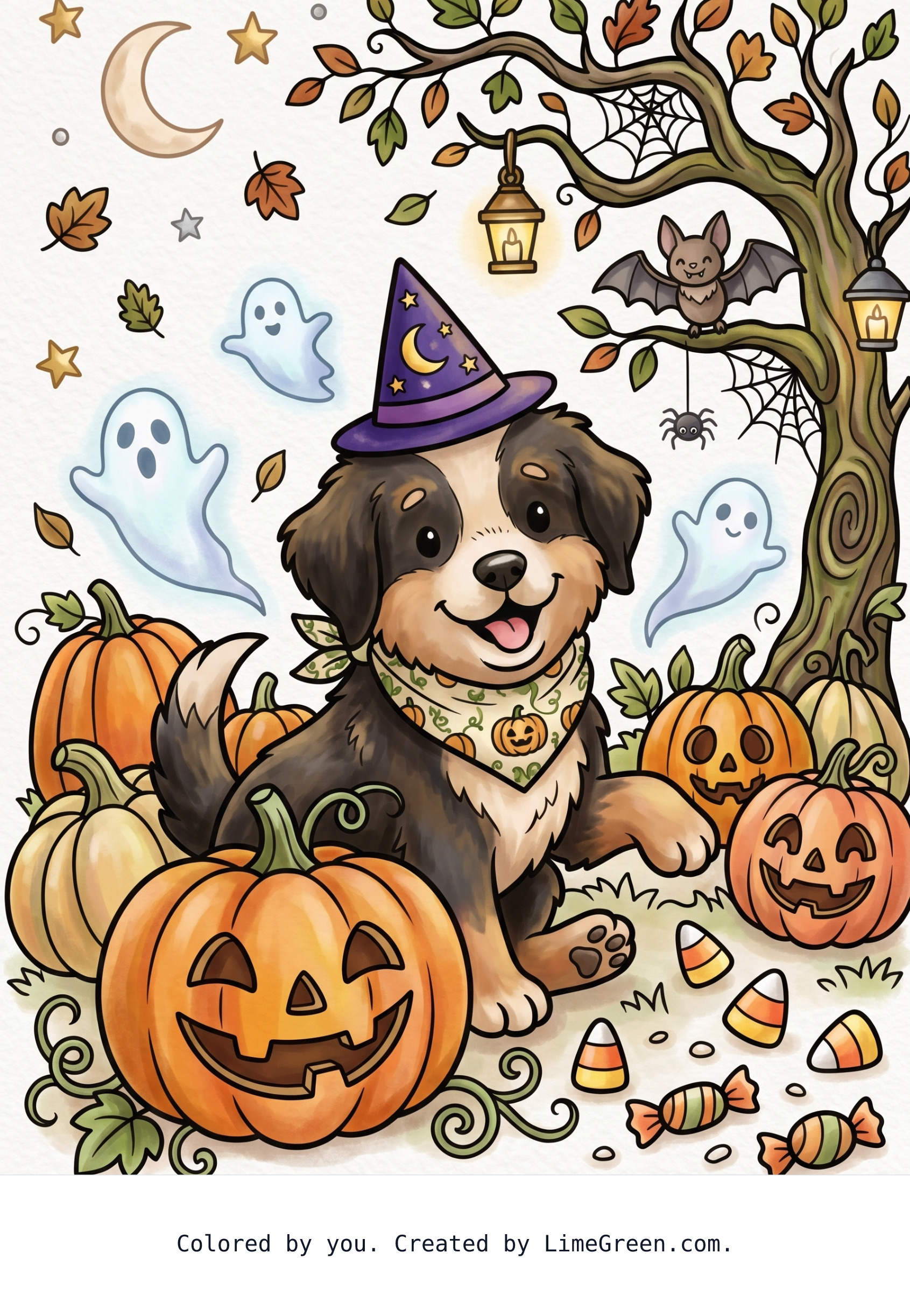 Colored preview of A cute puppy at Halloween time
