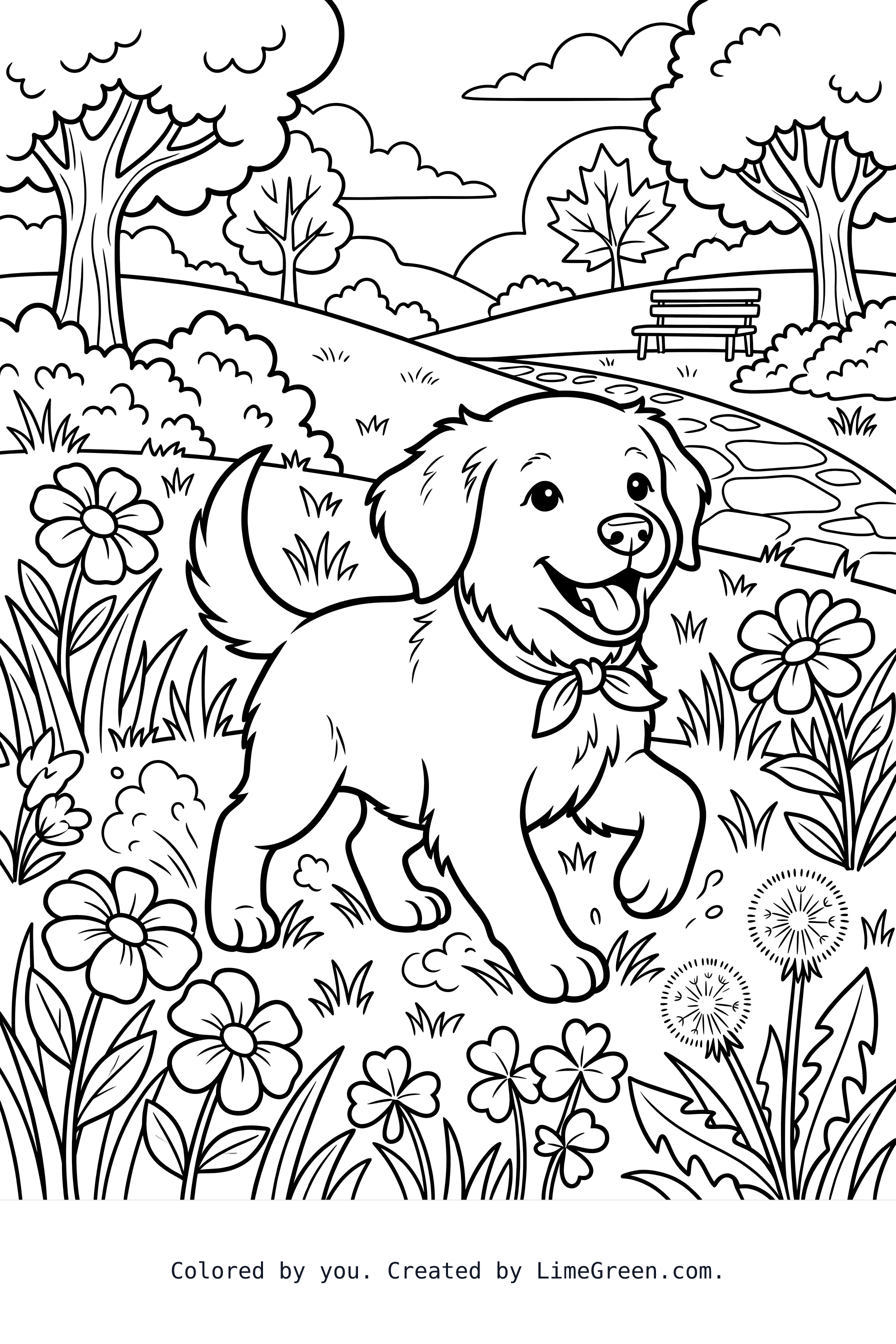 Golden retriever puppy playing in a park