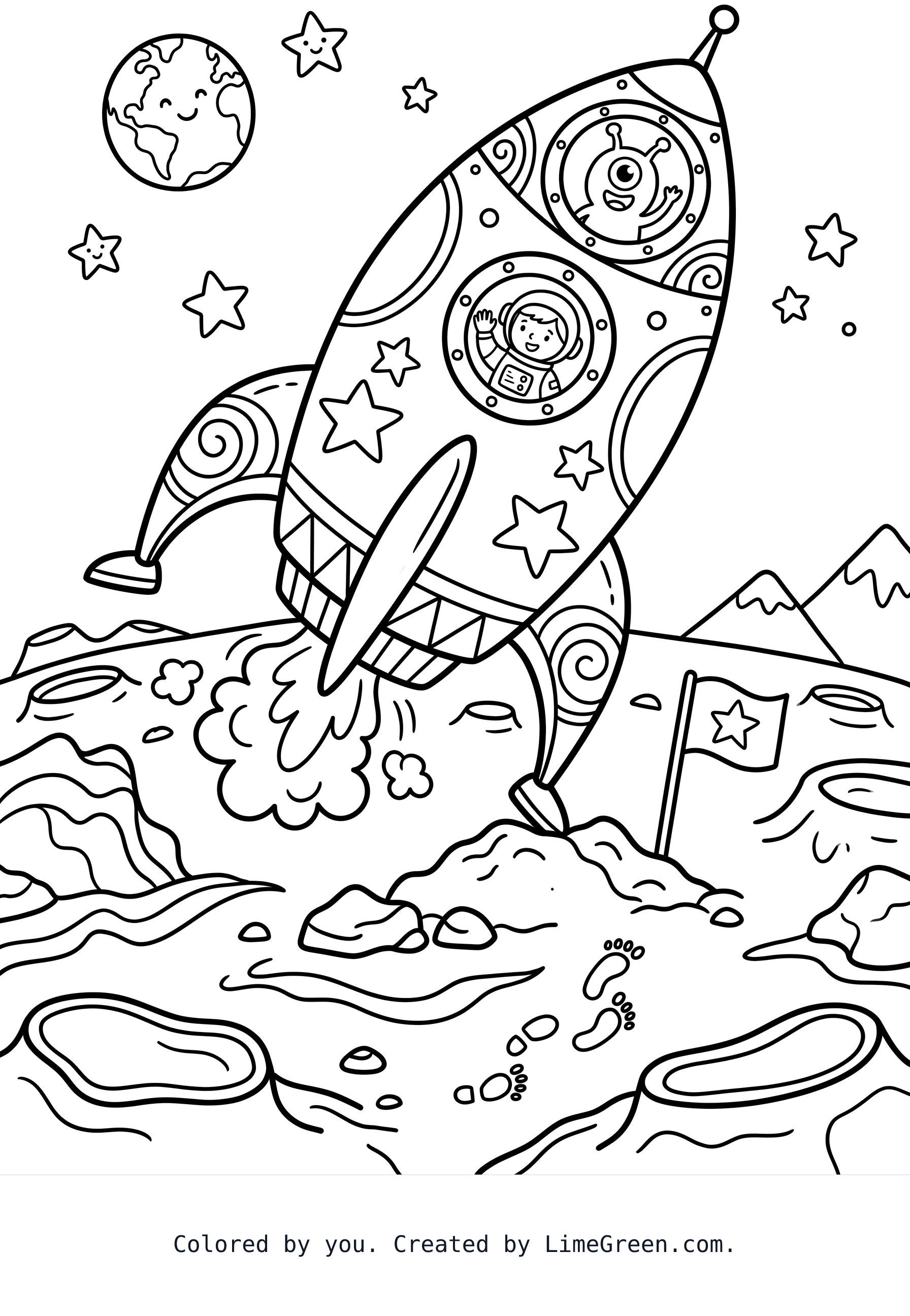 A spaceship landing on the moon.