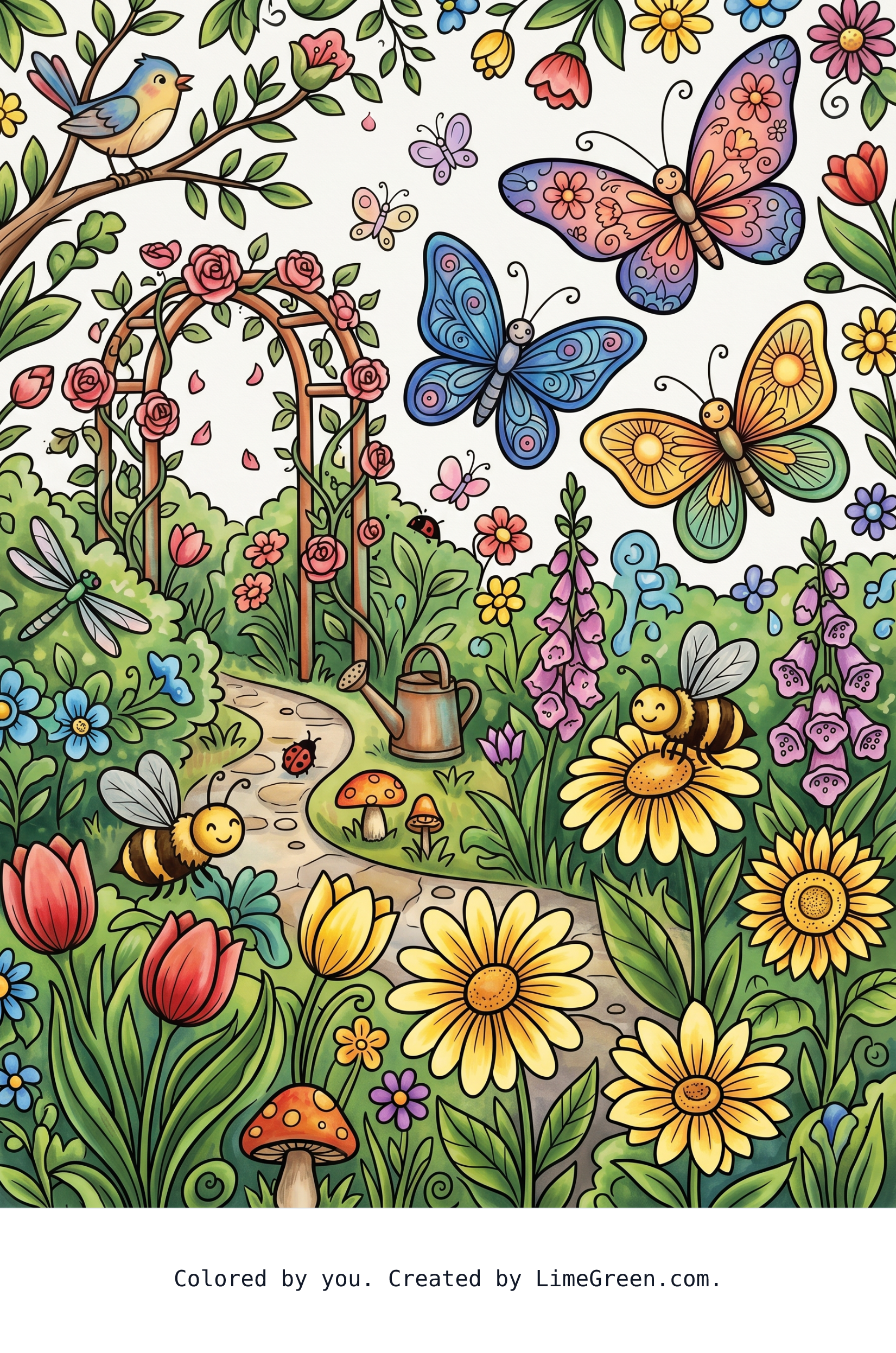 Colored preview of I love butterflies and bees and other things that are beautiful.