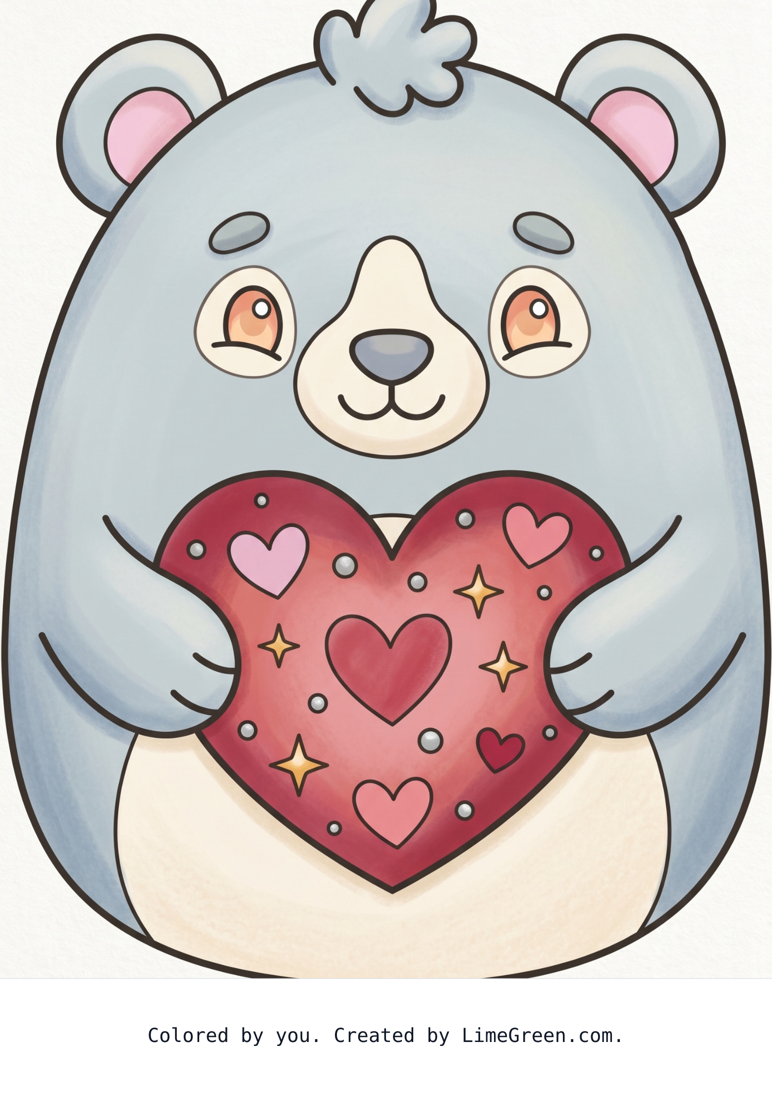 Colored preview of A squishmallow holding a heart