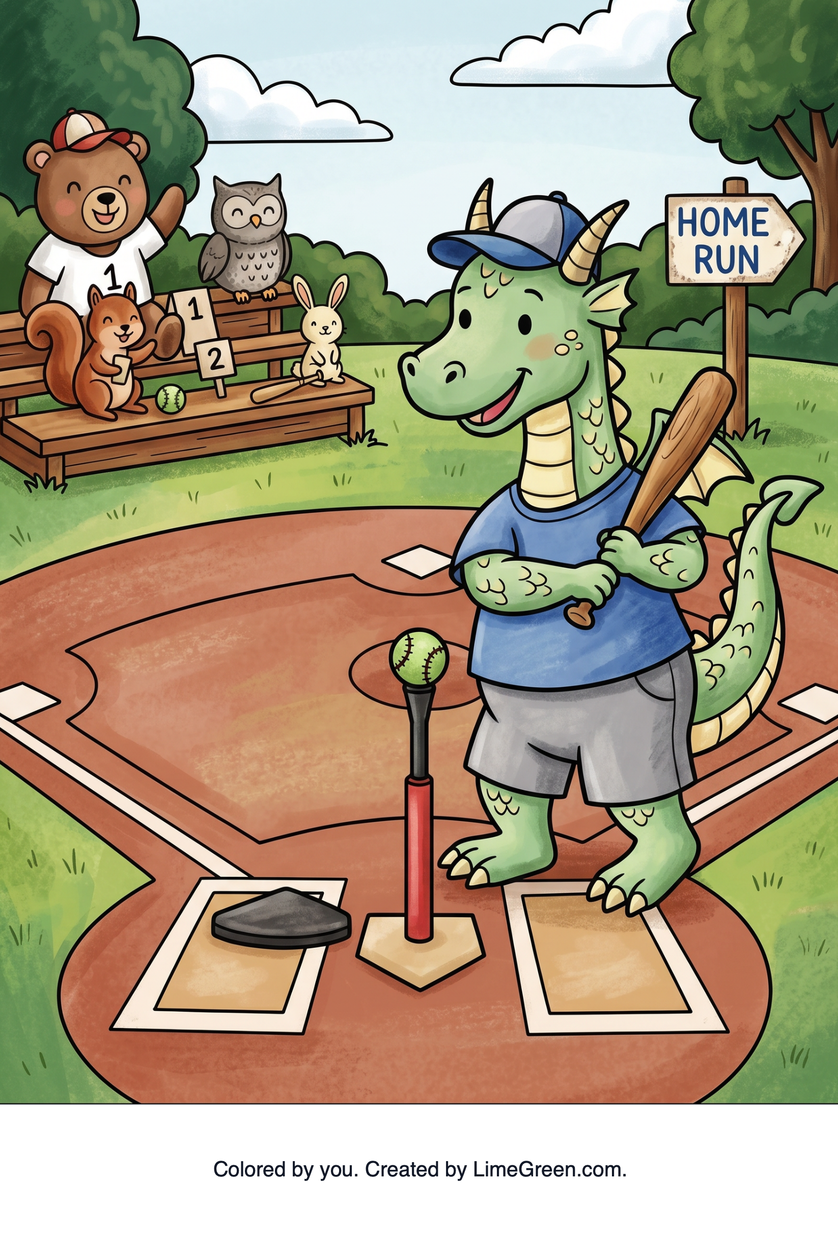 Colored preview of A dragon playing tball