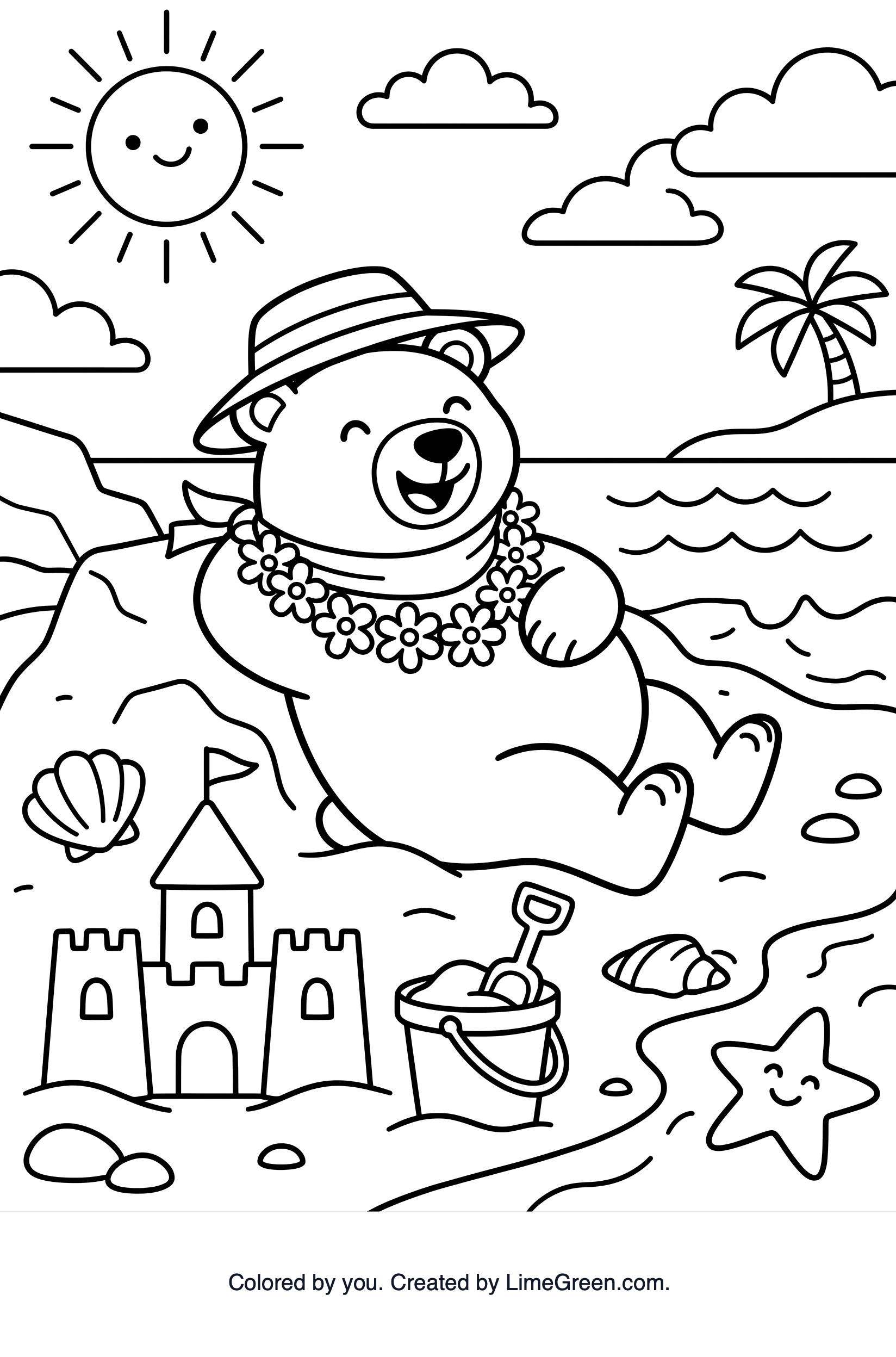 A polar bear on a beach