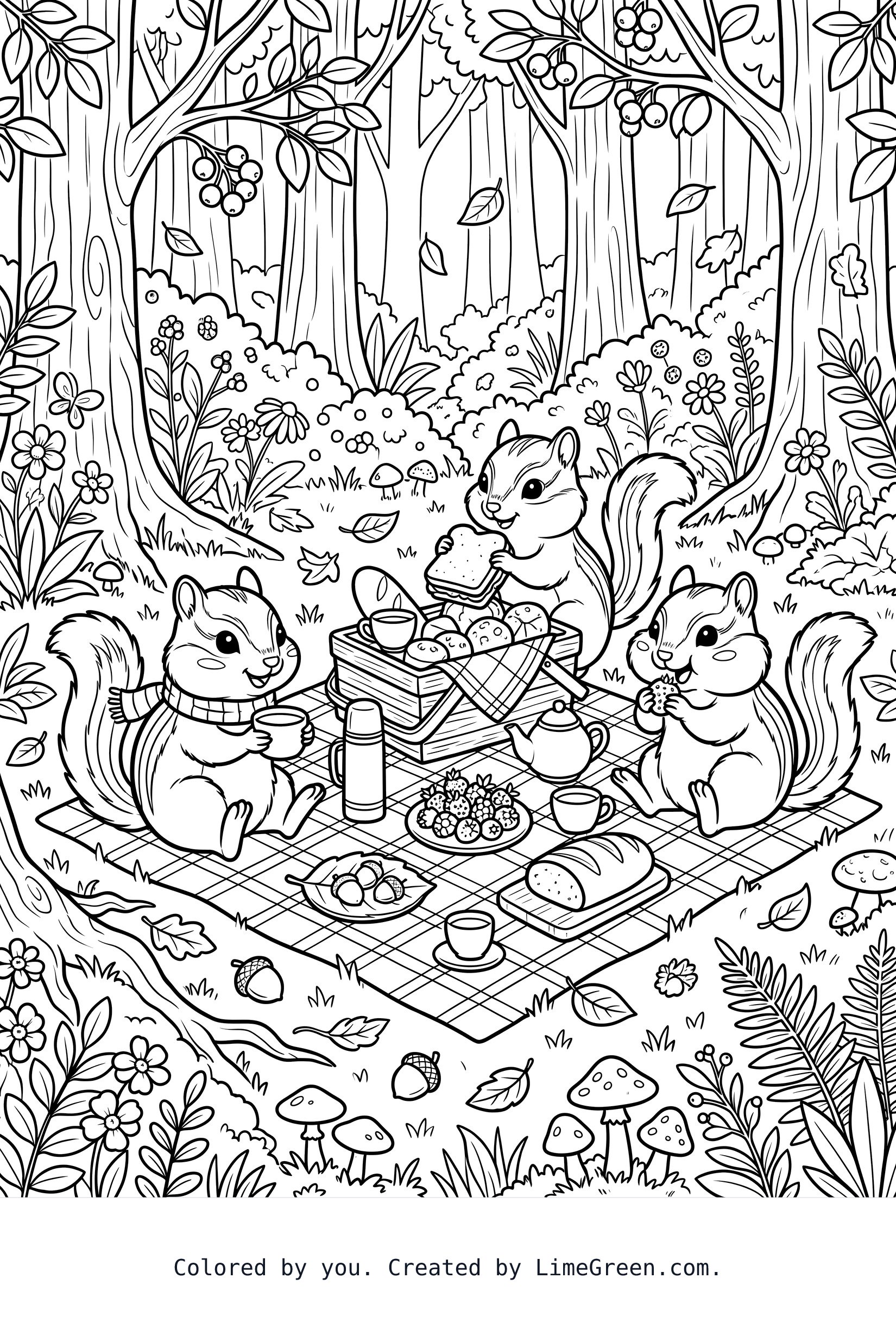 Cute chipmunks having a picnic