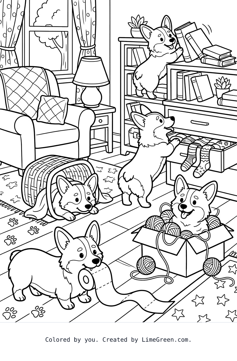 Adorable corgis making mischief