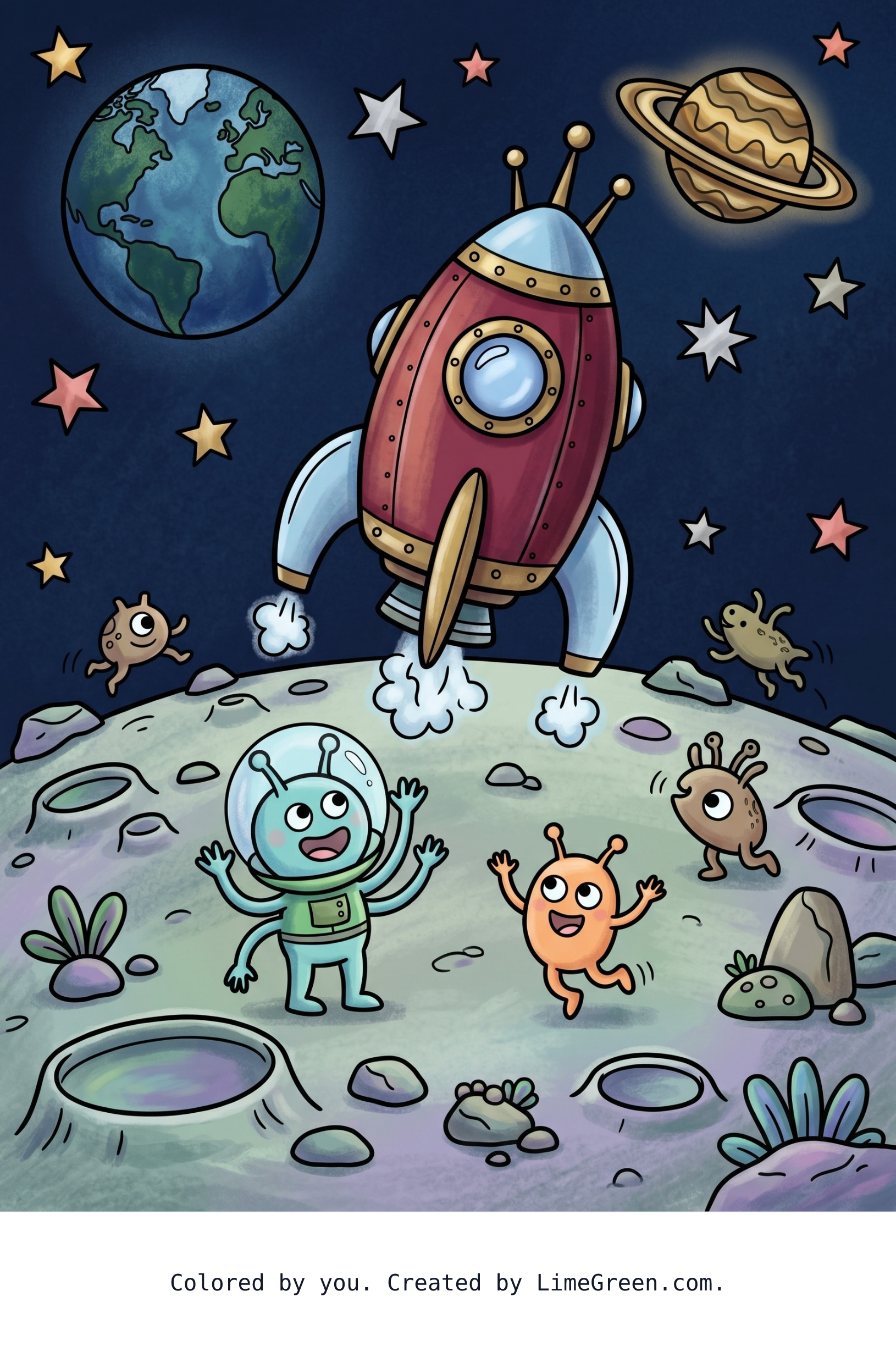 Colored preview of A spaceship landing on the moon from the public domain test.