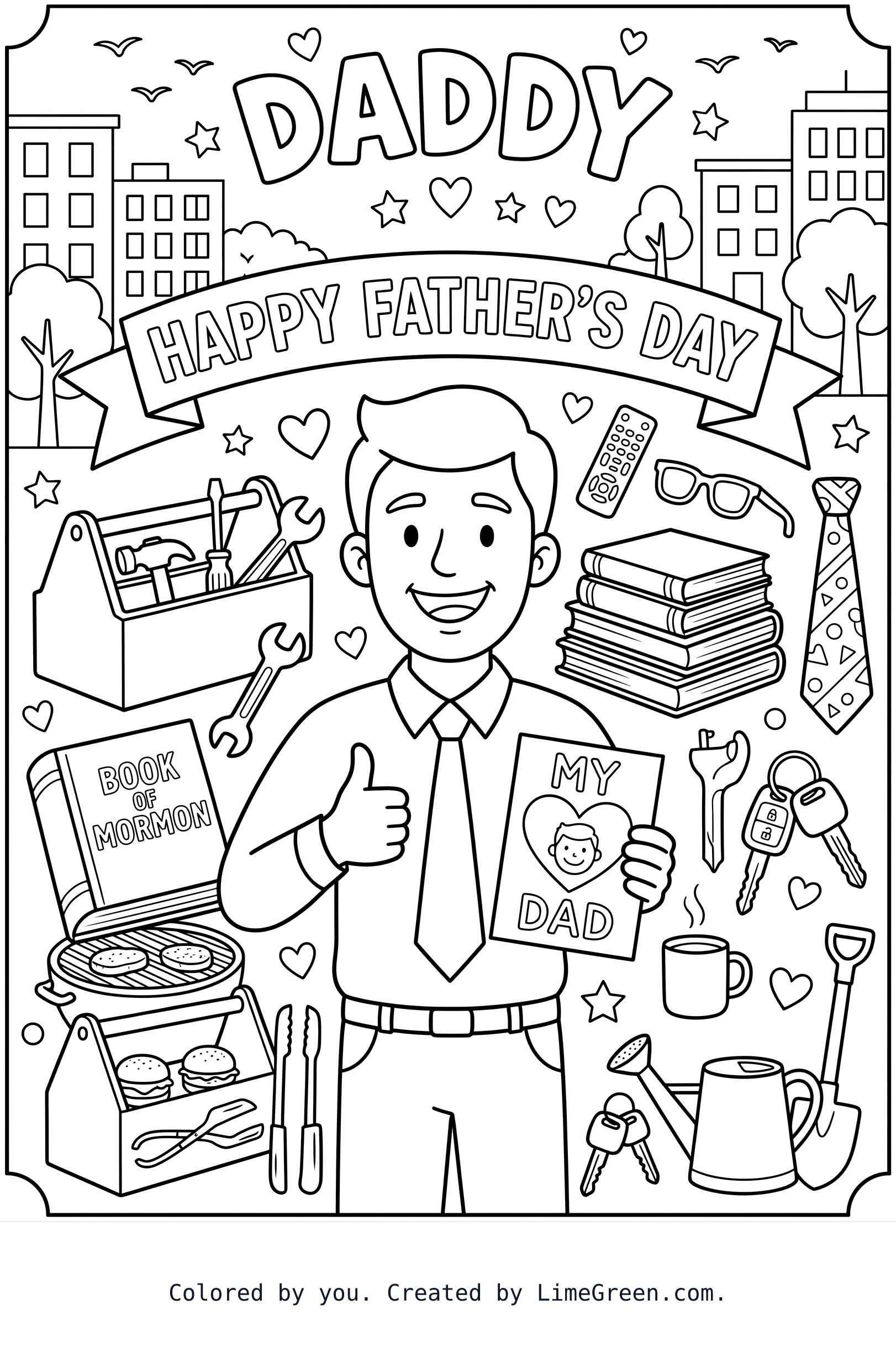 Happy father's day book of mormon dad with a tie items dad would use around the house