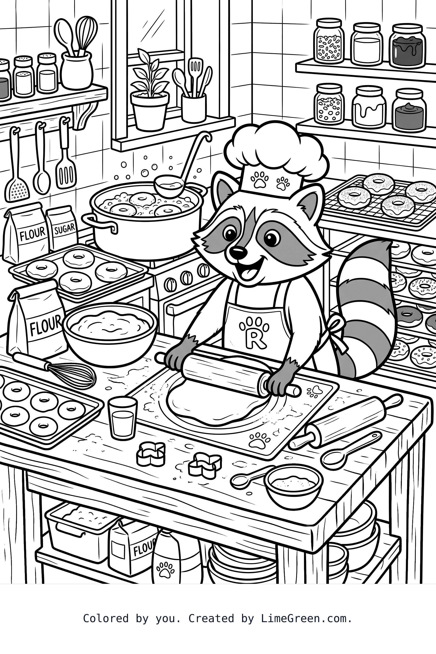 A racoon making donuts