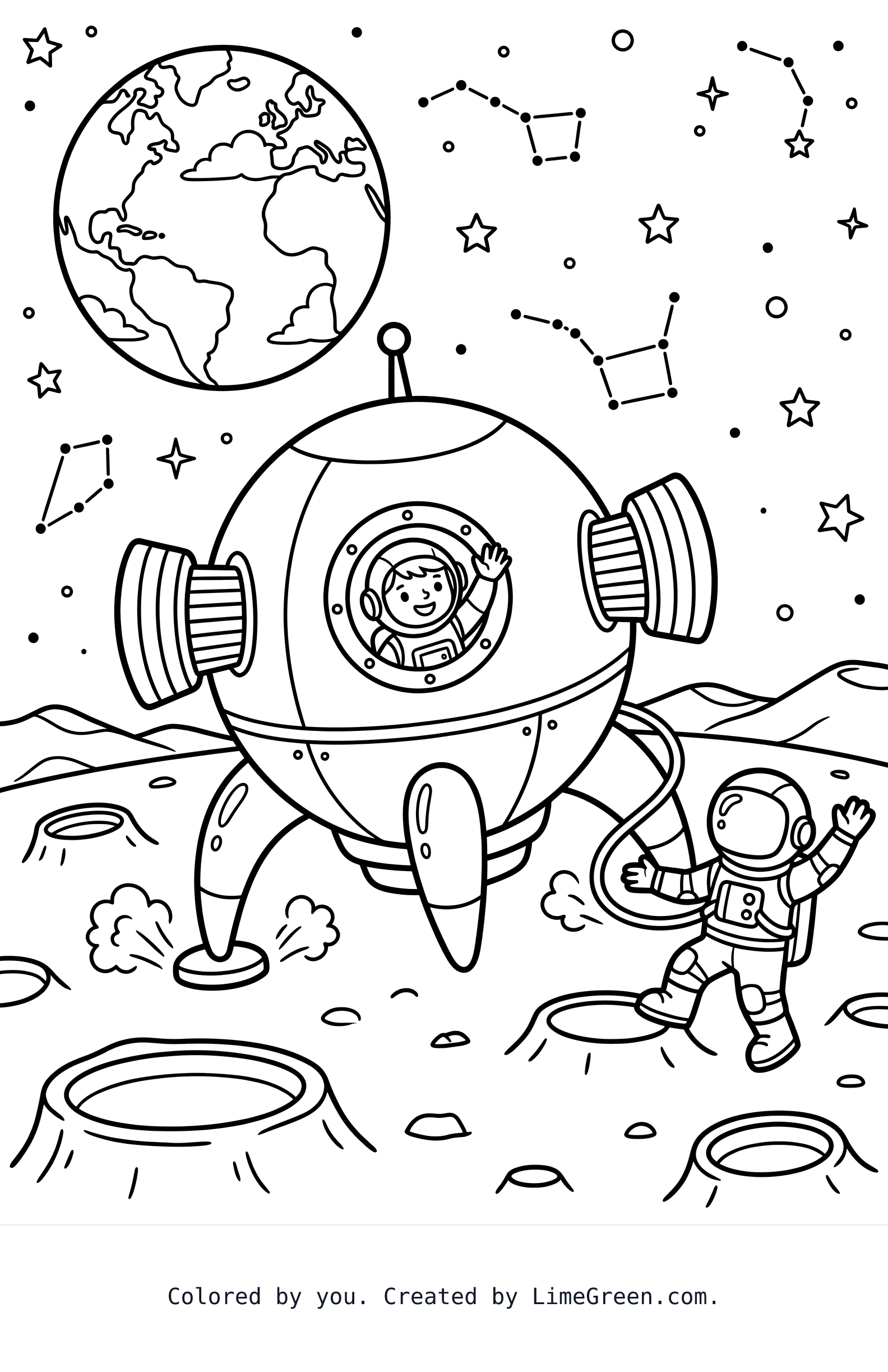 A spaceship landing on the moon.