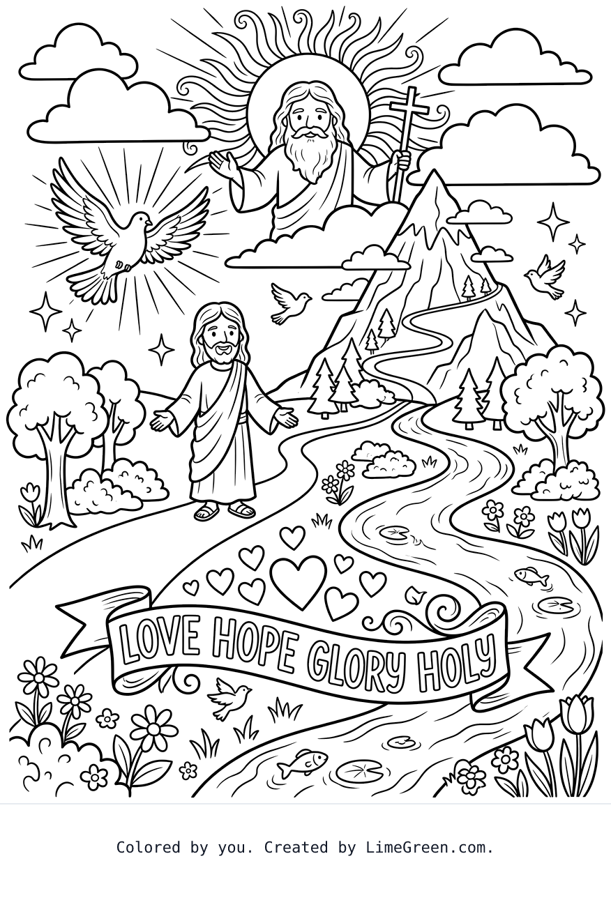 Jesus, God, Holy Spirit, love, hope, Glory, Holy, Mountain, River, water