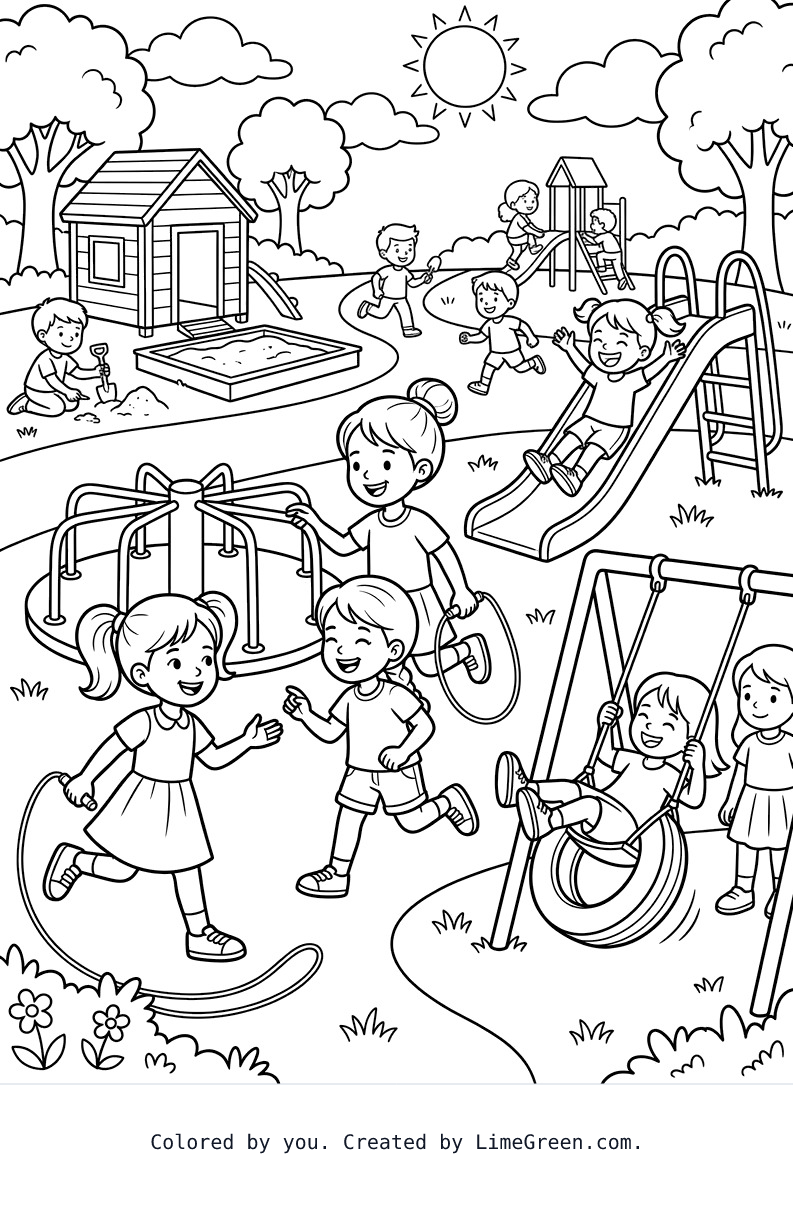 girls playing at recess with there kindergarten class