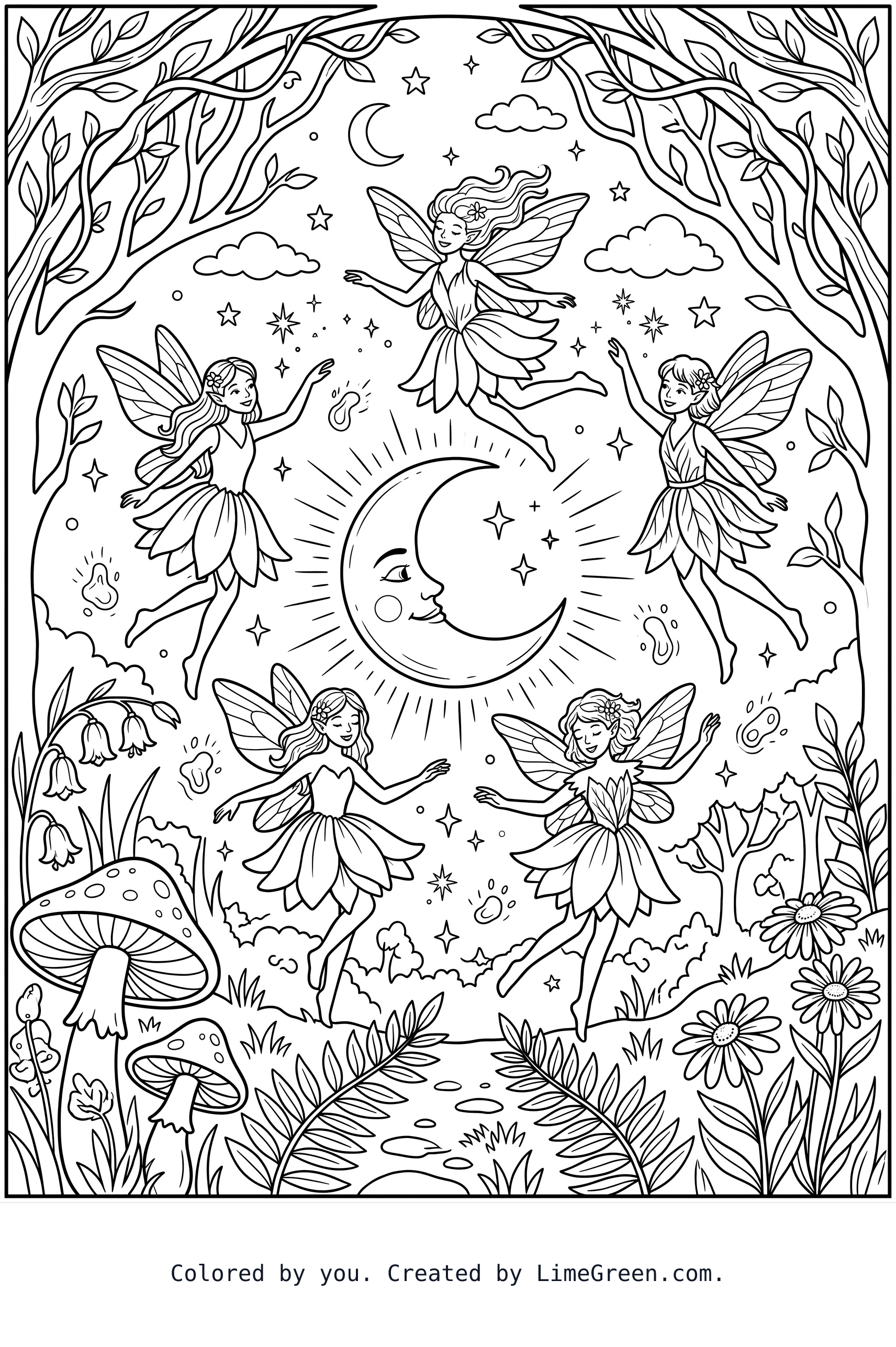 Fairies dancing in the moonlight