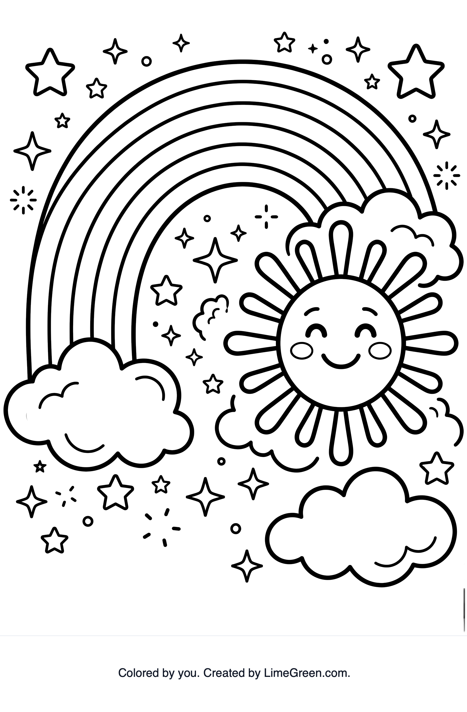 Rainbow, sun, stars and sparkles