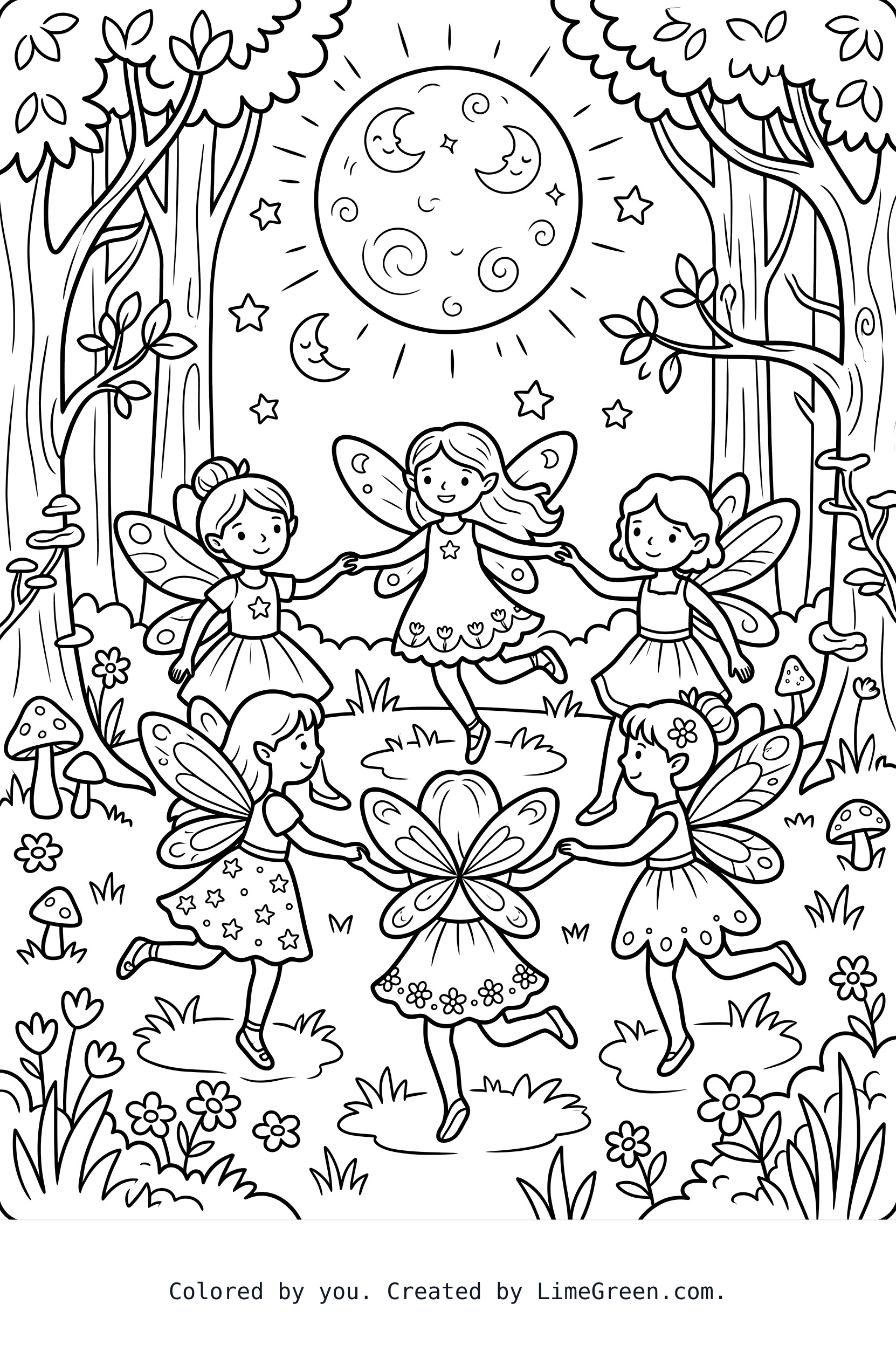 Fairies dancing in the moonlight