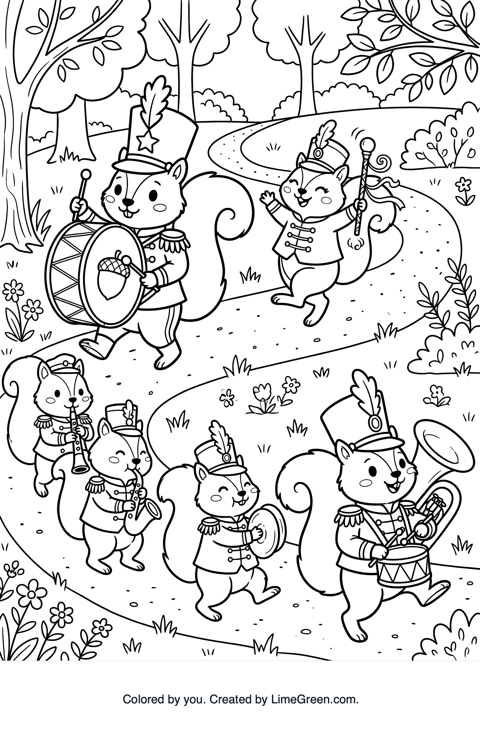 A marching band of squirrels.