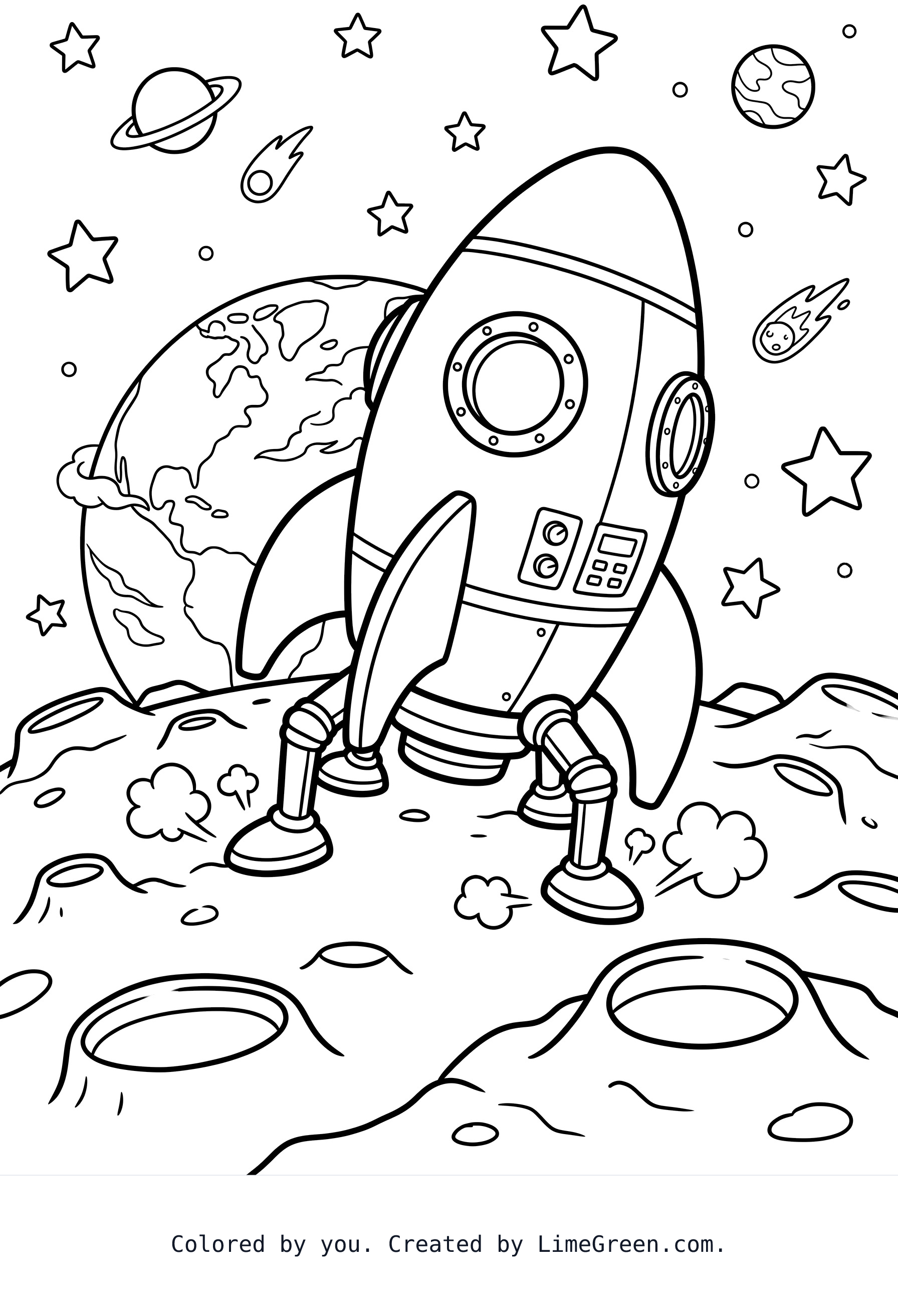 A spaceship landing on the moon.